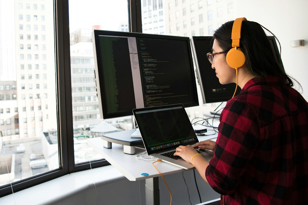 woman learning to code